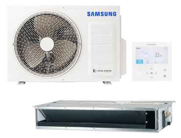 SAMSUNG BAC superfl. Kanaleinbaugerät Set Kühlen 2.6 kW | Heizen 3.3 kW AC026RNLDK KB