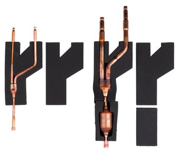 Abzweig Twin-IG SpezialabzweigTyp KHRQM58TDAIKIN REFNET Abzweig KHRQM58TBausatz für DAIKIN Sky Air R32-Systeme(2-Leiter-System)Spezial-Abzweig für die Erstellung vonDAIKIN Sky Air R32 2-Leiter-Rohrleitungsnetzen. Gewährleistet