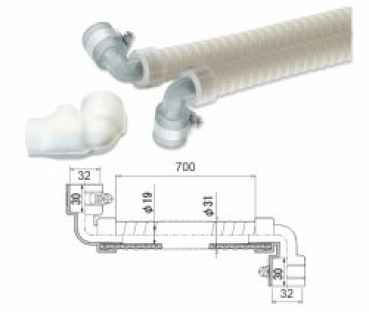 Verbindungsschlauch für Kassettengeräte 25mm-90° auf 32mm-90°, 70 cm