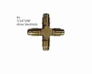 Schraubfitting Kreuzstück, 4 x 1/4""SAE/7/16"" UNF o. Schrader