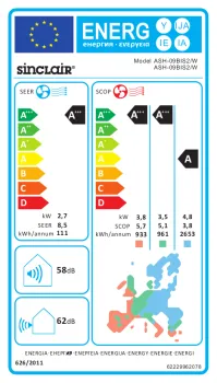 SINCLAIR SPECTRUM PLUS ASH-09BIS2/W Split-Wandgerät-Set 2.7 kW