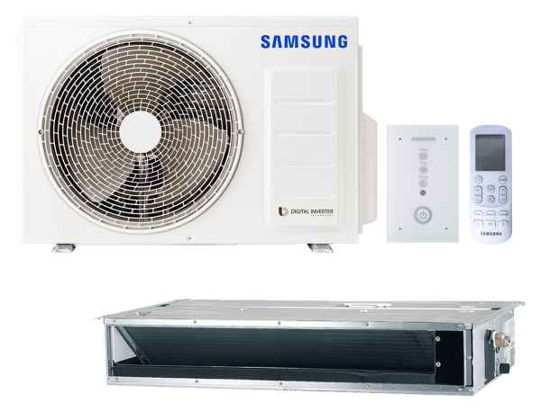 SAMSUNG BAC superfl. Kanaleinbaugerät Set Kühlen 2.6 kW | Heizen 3.3 kW AC026RNLDK IR