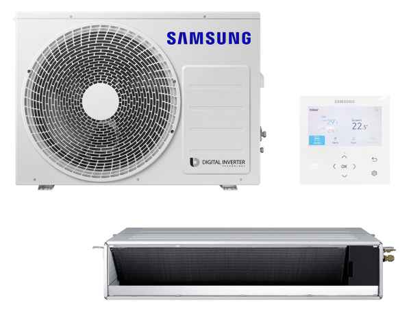 SAMSUNG BAC superfl. Kanaleinbaugerät Set Kühlen 5.0 kW | Heizen 6.0 kW AC052RNLDK KB