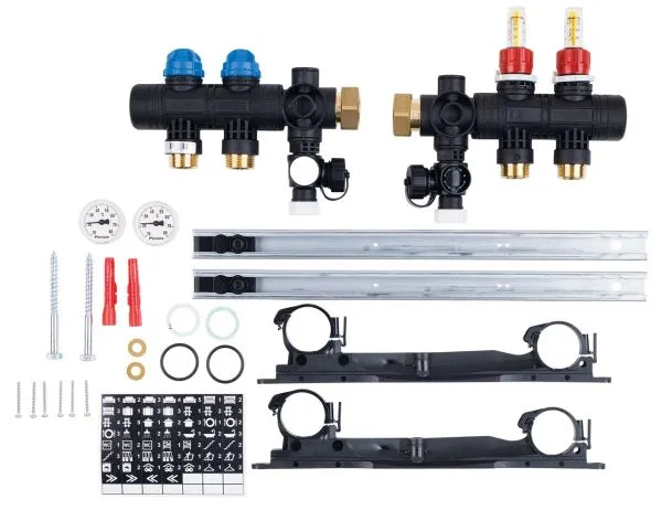 Heizkreisverteiler Kunststoff, RMX 22-fach Verteiler, Maße 44 x 20 cmDAIKIN Heizkreisverteiler Kunststoff,RMX 2Typ: ECOLLECTRMX2Afür alle DAIKIN Fußbodenheizungs-und Heizkörperanbindungs-Systeme:- Wärmestabilisiertes,glasfaserverstärkt