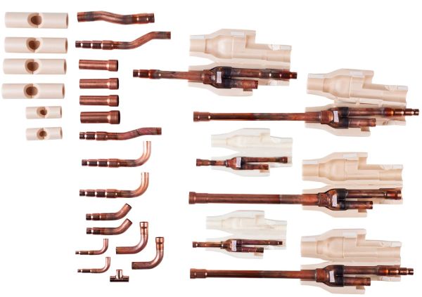 Verbindungskit für Multi AußengeräteTyp BHFQ23P1357DAIKIN Verbindungs-KitBHFQ23P1357Verbdingssatz für VRV AußengeräteVerbindungskit für Kupferrohrleitung,für drei Modul-Außengeräte.