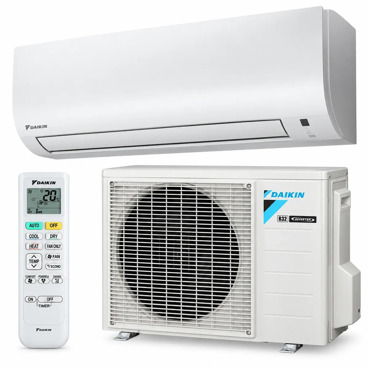 Daikin Comfora Single-Split Klimaanlage mit Innengerät Außengerät und Fernbedienung