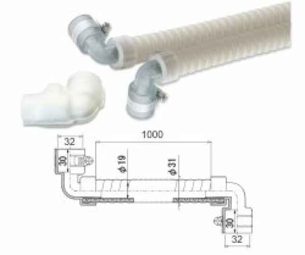 Verbindungsschlauch für Kassettengeräte 32mm-90° auf 32mm-90°, 100 cm