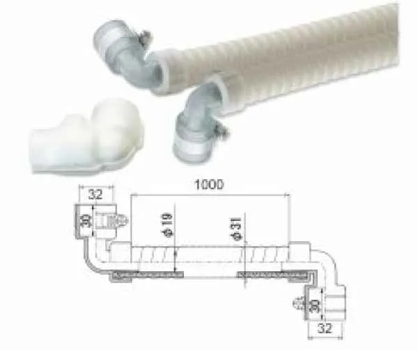 Verbindungsschlauch für Kassettengeräte 32mm-90° auf 32mm-90°, 100 cm Verbindungsschlauch für Kassettengeräte 32mm-90° auf 32mm-90°, 100 cm