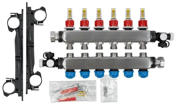 Heizkreisverteiler Edelstahl RMV 66-fach Verteiler, Maße 44 x 41,5 cmDAIKIN Heizkreisverteiler Edelstahl RMV6Typ: ECOLLECTRMV6A