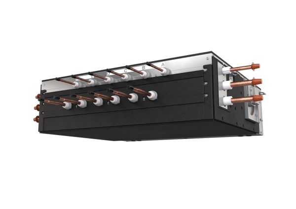 Mehrfach-Verteilerboxfür VRV 5 Heat RecoveryDAIKIN VRV 5 R32Rohrleitungsumschalteinheit BSSV-VerteilerboxTyp: BS10A14AV1BKompakteinheit für das unabhängigeUmschalten zwischen Heiz- undKühlbetrieb, an bis zu 4 Rohrabgängen.Kompatibe