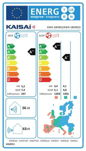 KAISAI Fly KWX-18HRGI + KWX-18HRGO Wandgerät-Set - 5.3 kW