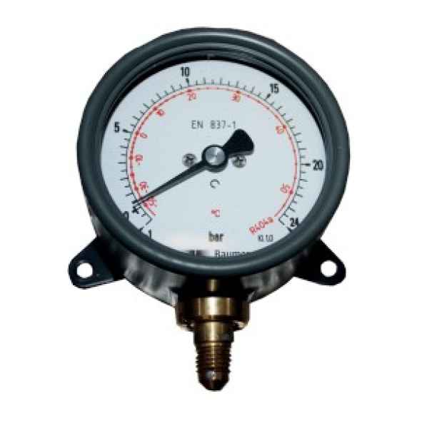 Haenni Druckmanometer -1/+40bar 80mm R410A Glyzerin Rand hinten