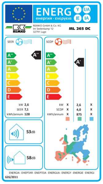 REMKO ML 265 DC Wandgerät-Set - 2.6 kW REMKO ML 265 DC Wandgerät-Set - 2.6 kW