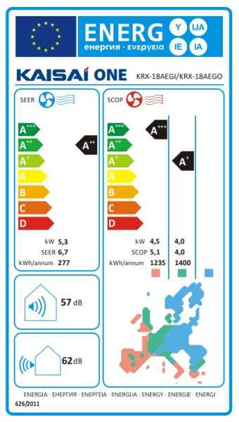 KAISAI One KRX-18AEGI + KRX-18AEGO Wandgerät-Set - 5,3 kW KAISAI One KRX-18AEGI + KRX-18AEGO Wandgerät-Set - 5,3 kW