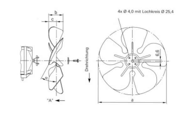 EBM Ventilatorflügel D=230mm 28 Grad drückend (A)