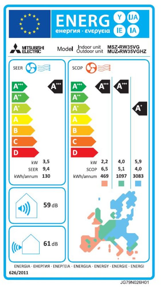 Mitsubishi Electric MSZ-RW35VG Hyper Heating 3,5 kW Klimaanlage Set