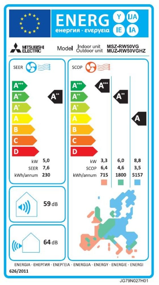 Mitsubishi Electric MSZ-RW50VG Hyper Heating Klimaanlage 5,0 kW Set