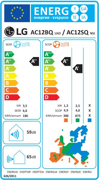 LG ARTCOOL Energy AC12BK.NSJ + AC12BK.UA3 Wandgerät-Set 3.5 kW