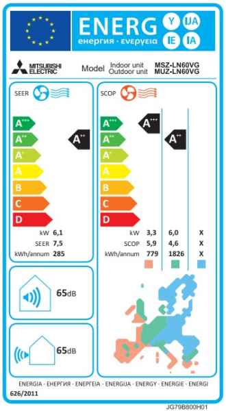 Mitsubishi Electric MSZ-LN60VG2W + MUZ-LN60VG2 Diamond Wandgerät - 6,1 kW