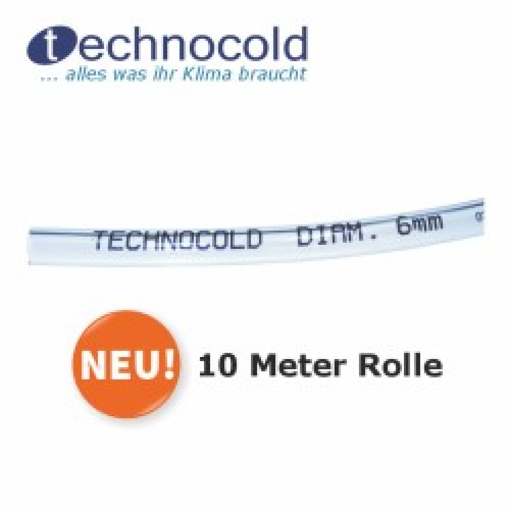 Technocold Kondensatschlauch PVC glasklar 6x9 mm IDxAD, 10 m Rolle